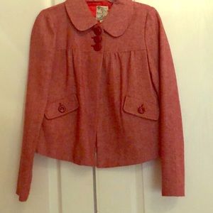 Tulle Red Herringbone Cropped Jacket - Size Small
